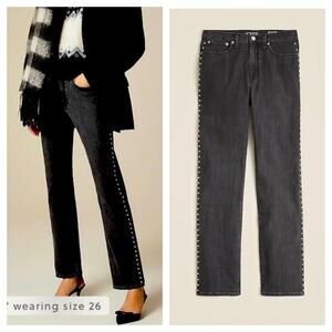 J. Crew High Rise Black Jeans with Studded Detail